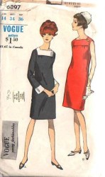 6897 1960S VOGUE BELL SLEEVES / SLVLSS SHIFT DRESS PATTERN 14 34